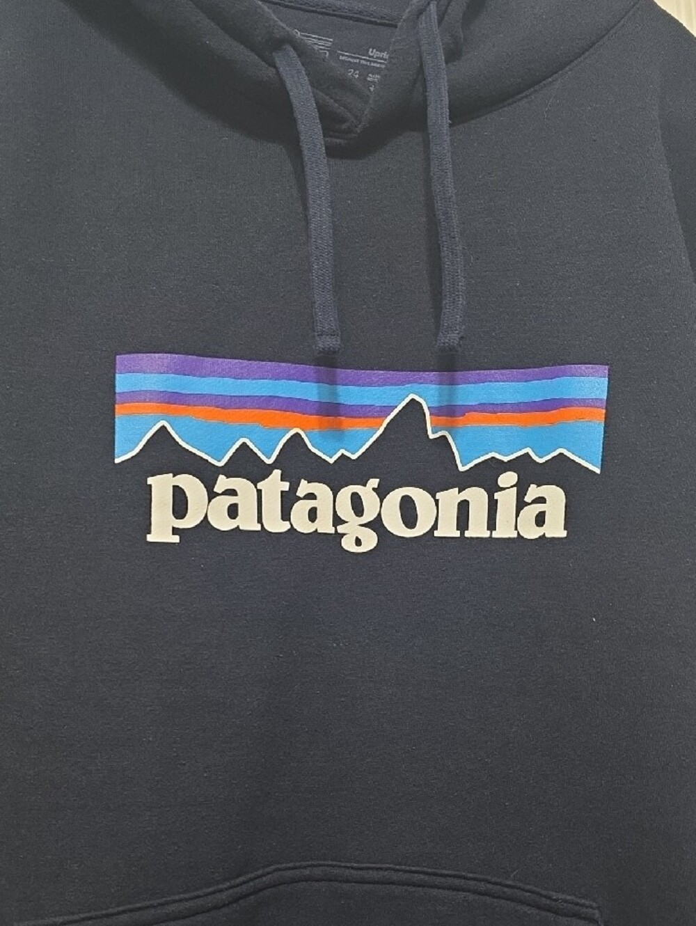 Patagonia Navy Pullover Hoodie with Multicolor Logo Size XL Men's XL Womens XXL - Picture 3 of 5